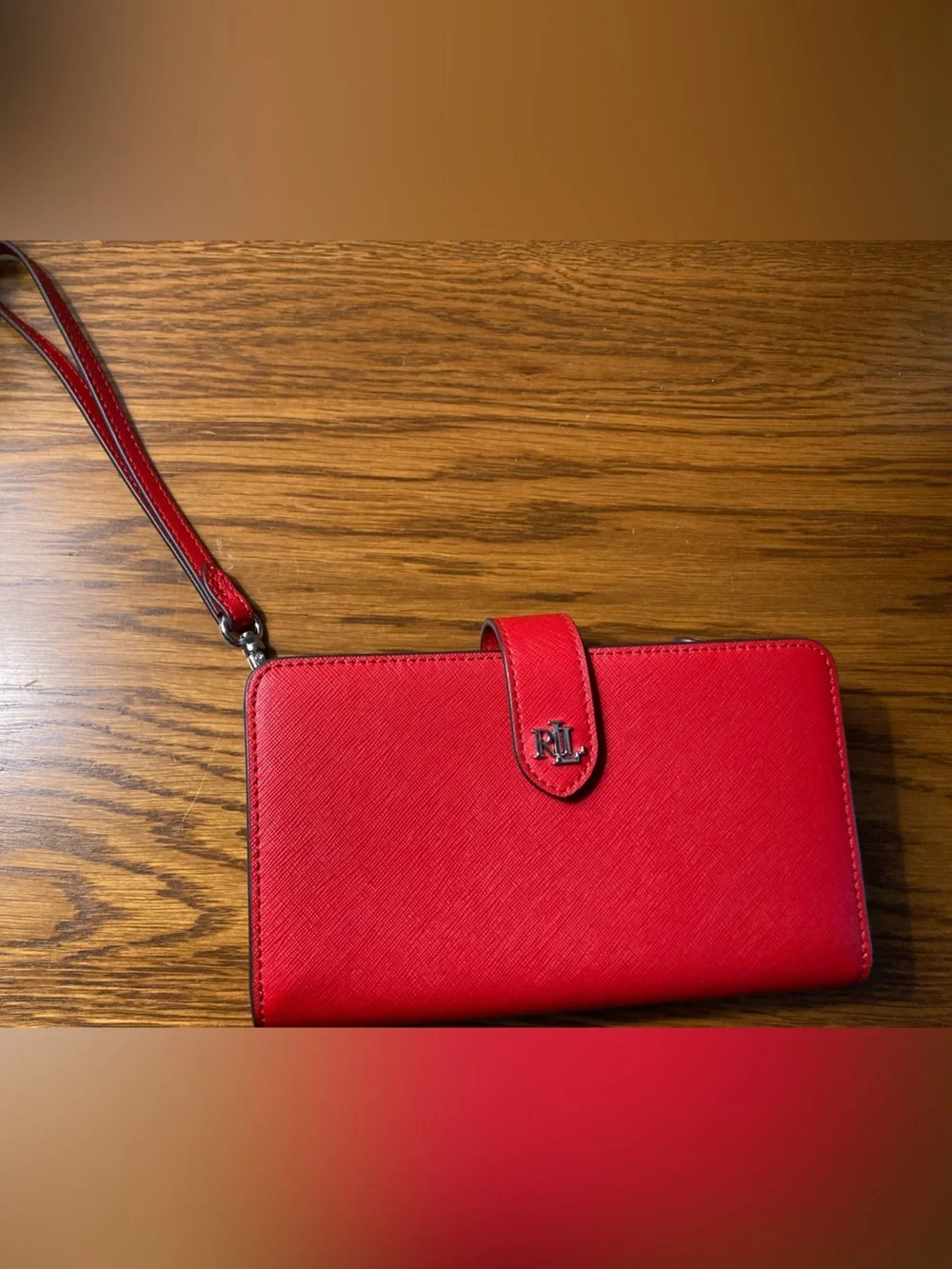 LAUREN Ralph Lauren Crosshatch Leather Tech Wristlet New Without Tags